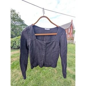 BB Dakota Steve Madden Black Ribbed Knit Hook and Eye Corset Top BL45612A Mens S